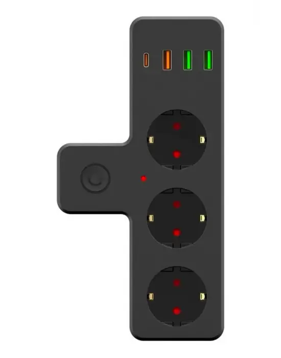 Termal Akım Korumalı 3 Adet Soket,3 Adet Usb Ve 1 Adet Type-c Girişli 20w Priz Model 3397
