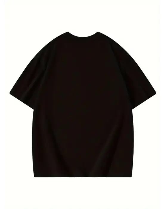 Thousand Baskılı Oversize Bisiklet Yaka T-shirt - Siyah
