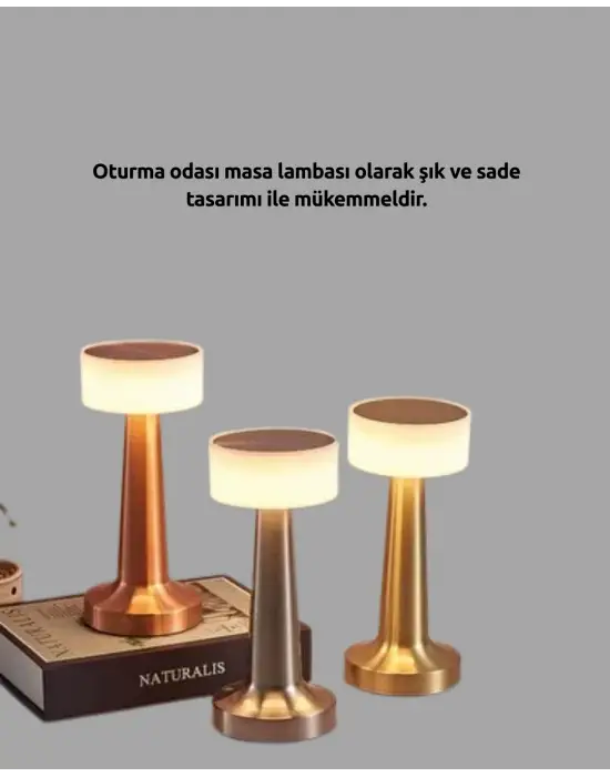 Touch Gece Lambası – Dokunmatik Kontrol, Kablosuz Kullanım, Metal Gövde