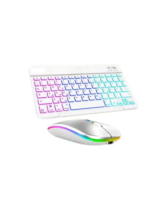 Türkçe Q Aydınlatmalı Klavye Mouse Seti Kablosuz Bluetooth Destekli