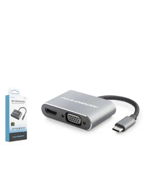 Type-C Combo Hub Hdmi 4K Vga Usb 3.0 Pd 4 Port Gri HDX7839