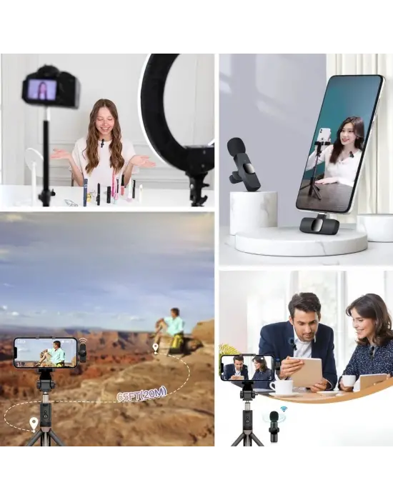 Type C Uyumlu İphone Dönüştürücülü Kablosuz Yaka Mikrofonu Android ve İphone Uyumlu Mini Mikrofon