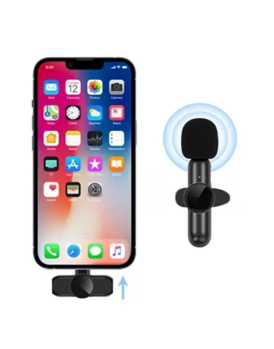 Type C Uyumlu İphone Dönüştürücülü Kablosuz Yaka Mikrofonu Android ve İphone Uyumlu Mini Mikrofon