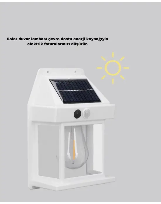 Üç Modlu Güneş Enerjili Duvar Lambası 1800mah Bataryalı Ve Hareket Sensörlü
