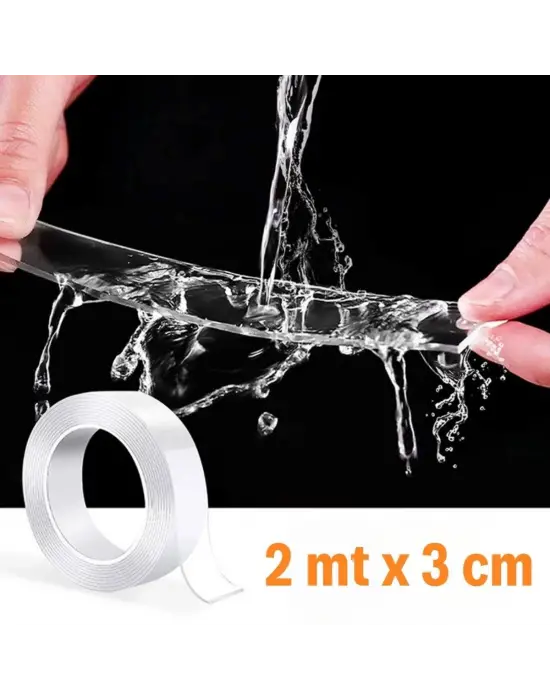 Ultra Güçlü Çift Taraflı 2 mt x 3 cm Çift Taraflı Nano Bant