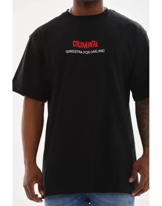Unisex Baskılı Oversize T-Shirt - Siyah
