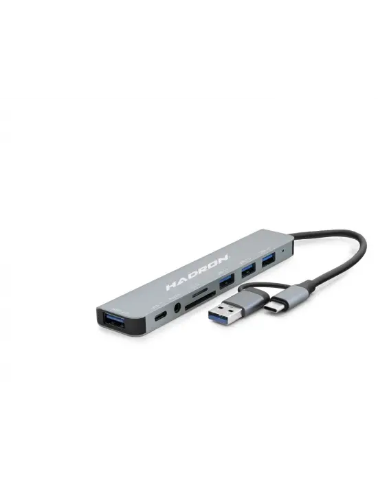 Usb 3.0 & Type-C Combo Hub Audio Kart Okuyucu 8 Port - Gri HDX7828