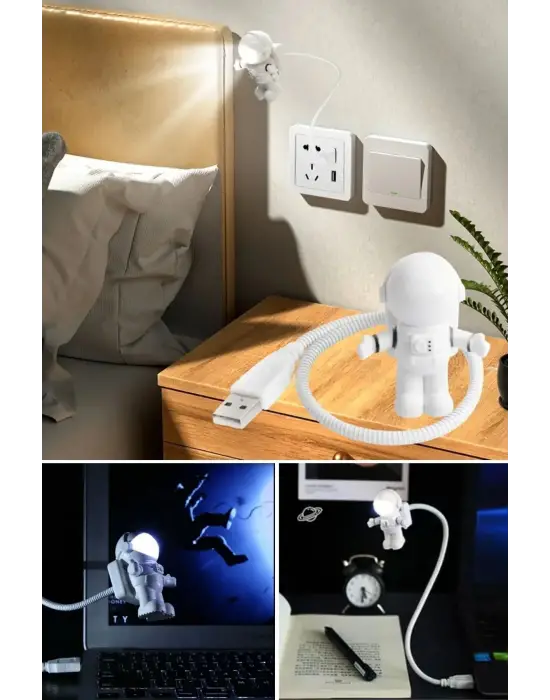 USB Astronot Gece Lambası, Masa Lambası, Kitap Okuma Lambası Işığı