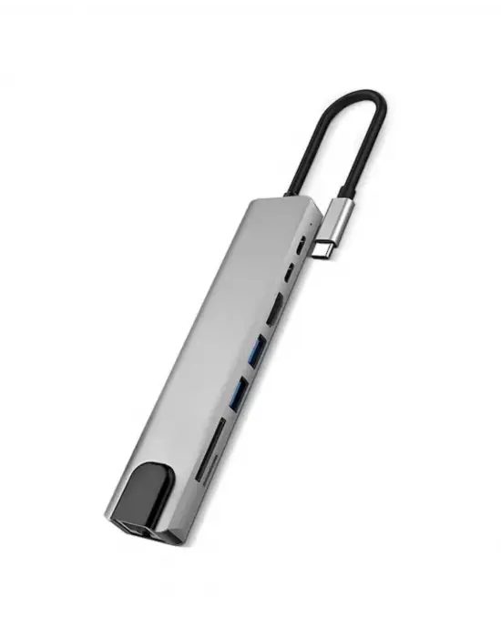 Usb C Çoklu Port Adaptör Hdmı Usb Ethernet Sd Kart Hub