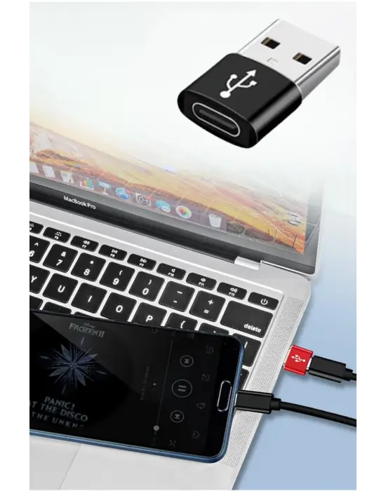USBden TYPE-C ye Dönüştürücü Adaptör Veri Aktarımı Sağlayıcı Şarj Data Çevirici