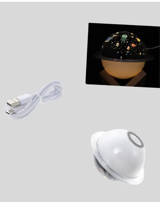 Usb İle Çalışan Projektörlü Aromaterapi Nemlendirici Masaüstü Kullanım İçin Uygun
