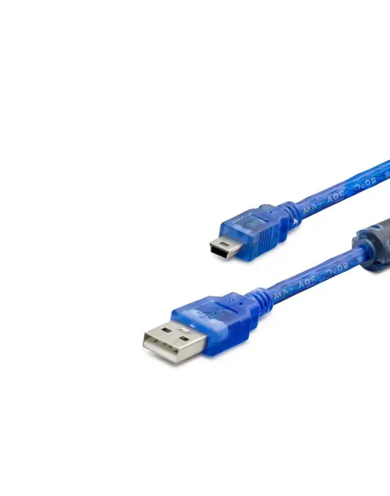 USB Mini V3/5Pin to USB Kablo 1.5 m - Şeffaf Mavi HDX5065