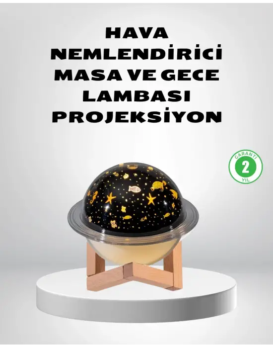 Usb Projeksiyon Gece Lambası Ve Hava Nemlendirici – Aromaterapi Destekli, Taşınabilir Mini