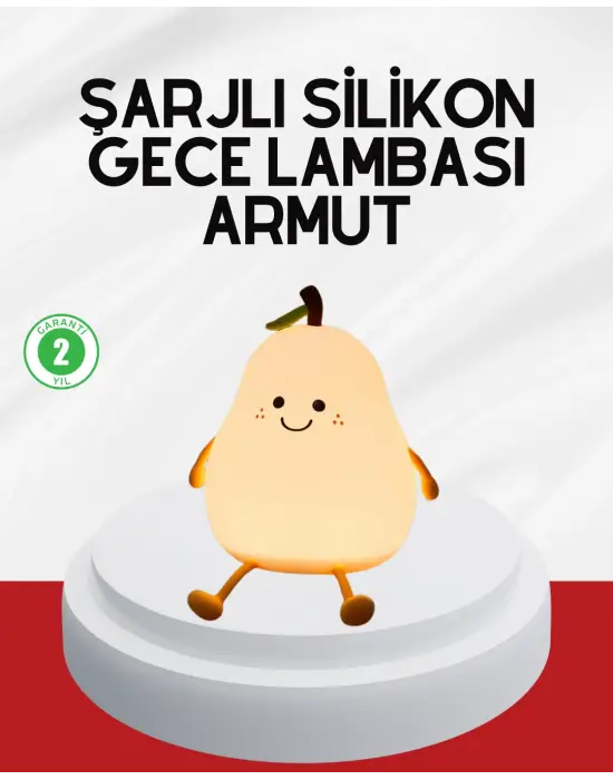Usb Şarjlı Armut Gece Lambası Dokunmatik Renk Değişimli