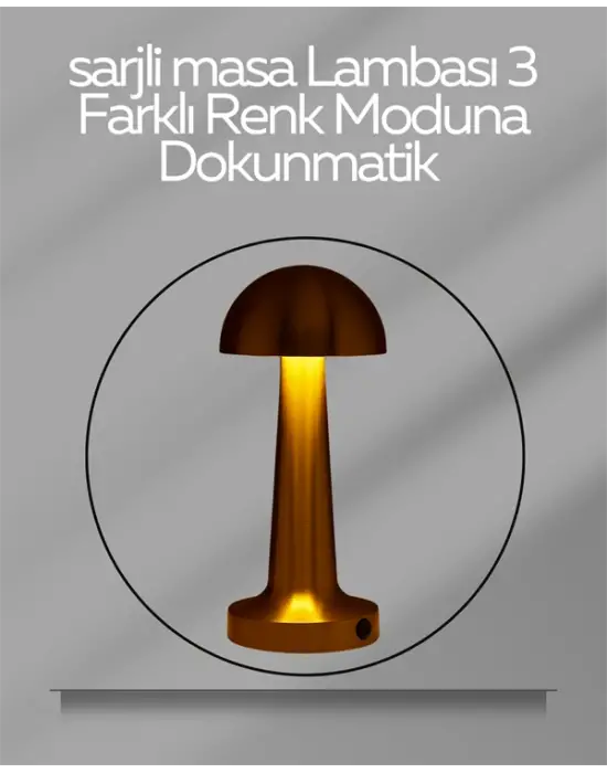 Usb Şarjlı Dokunmatik Led Masa Lambası – 3 Renk Modu & Dimmer