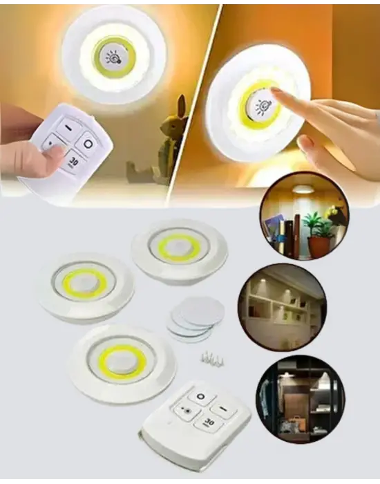 Uzaktan Kumandalı 3’lü Ayarlanabilir Spot Led Işık Seti