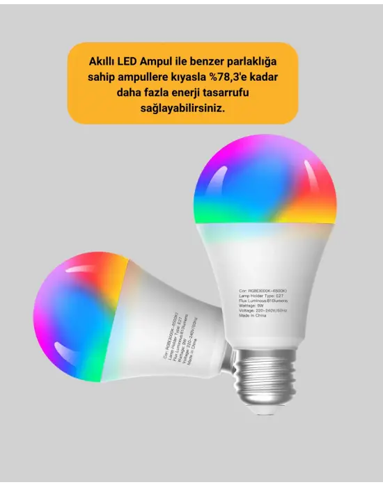 Uzaktan Kumandalı Akıllı Led Ampul, Enerji Tasarruflu