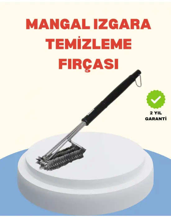 Uzun Saplı Izgara Temizleme Fırçası Çelik Telli