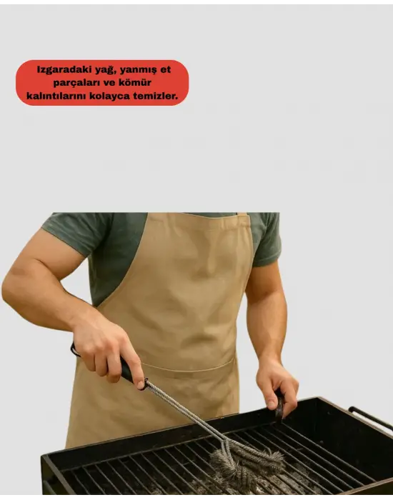 Uzun Saplı Izgara Temizleme Fırçası Çelik Telli