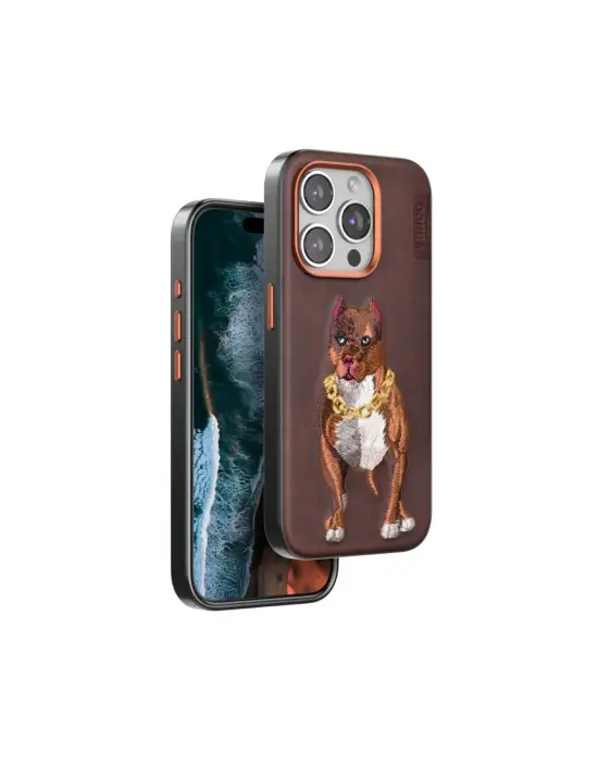 Venco Apple İphone 15 Pro Perma Desenli Kapak - Kahverengi