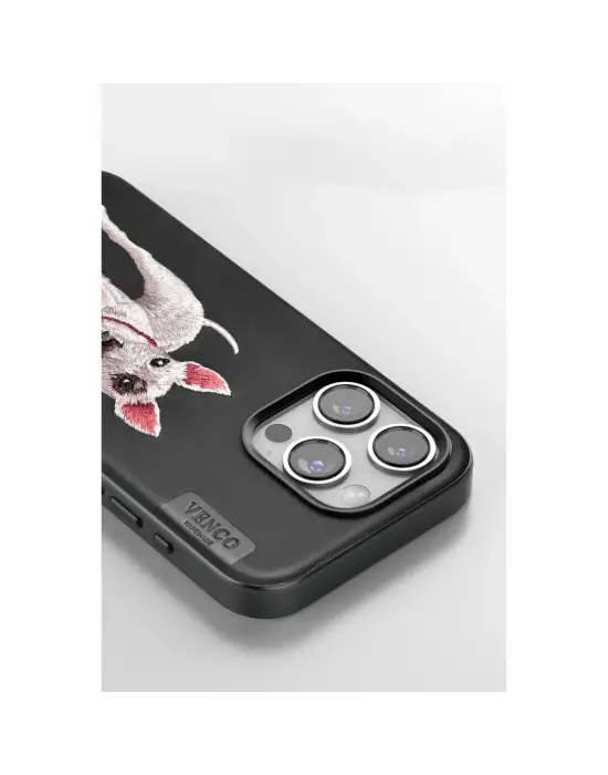 Venco Apple İphone 15 Pro Perma Desenli Kapak - Siyah