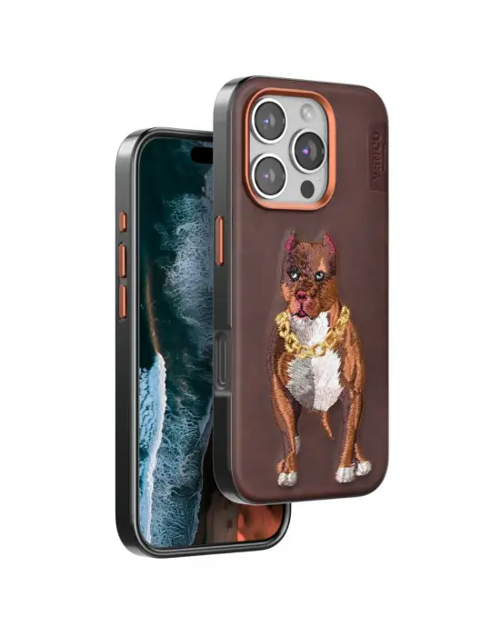Venco Apple İphone 16 Pro Perma Desenli Kapak - Kahverengi