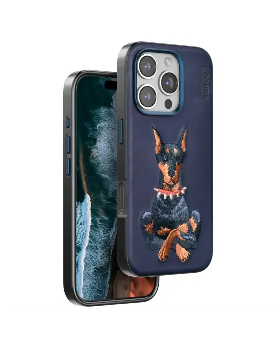 Venco Apple İphone 16 Pro Perma Desenli Kapak - Lacivert