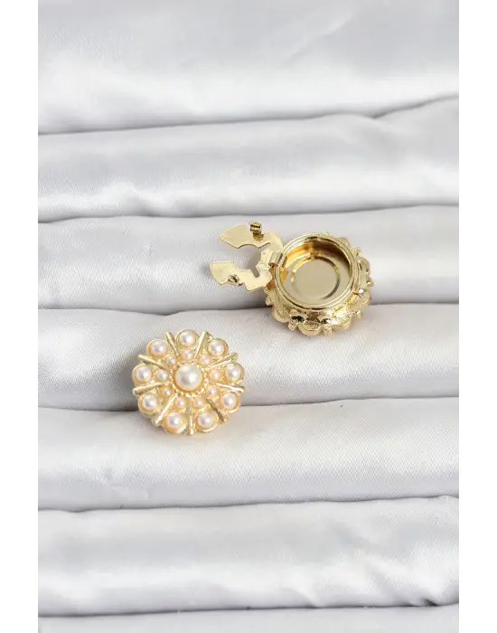 Vintage Model Gold Renk Düğme veya Manşet Broşu