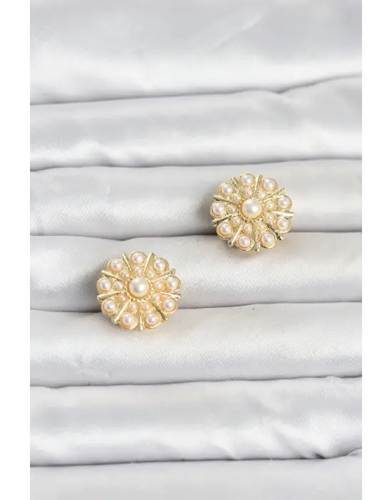 Vintage Model Gold Renk Düğme veya Manşet Broşu