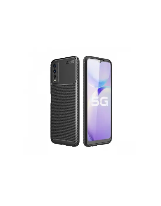 Vivo Y11s Kılıf Auto Focus Karbon Kapak - Siyah