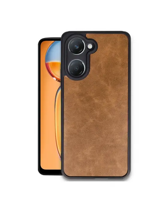 Vivo Y18 Kılıf Aras Deri Kapak - Taba