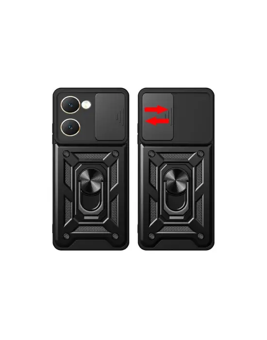 Vivo Y18 Kılıf Pars Lens Yüzüklü Silikon - Siyah