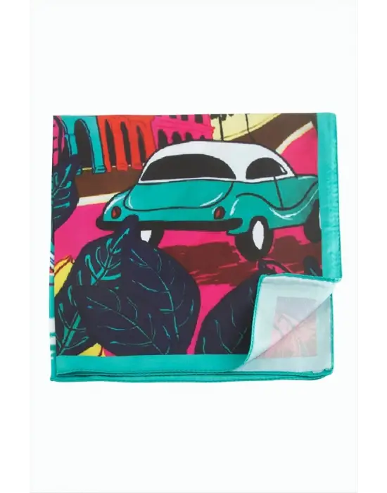 Vosvos Papağan Desenli Zr Şifon Fular 50*50 cm