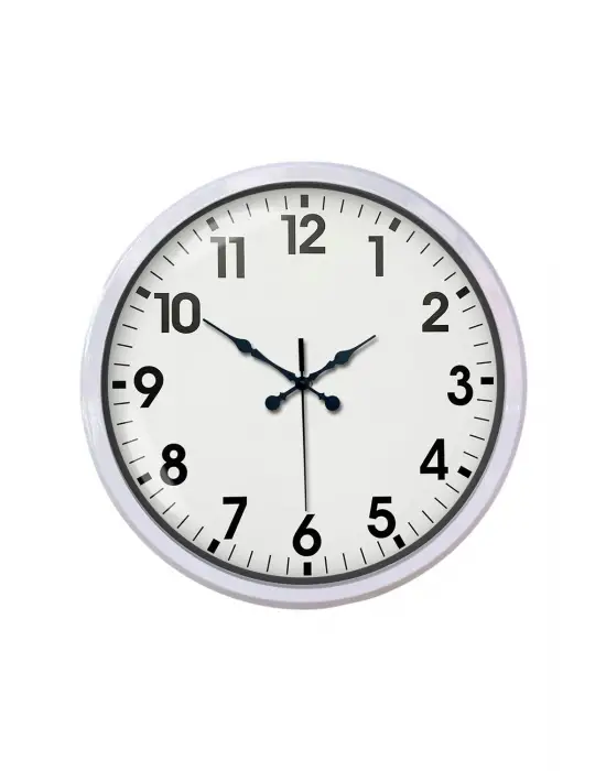 White Classic Modern 52 Cm Metal Duvar Saati