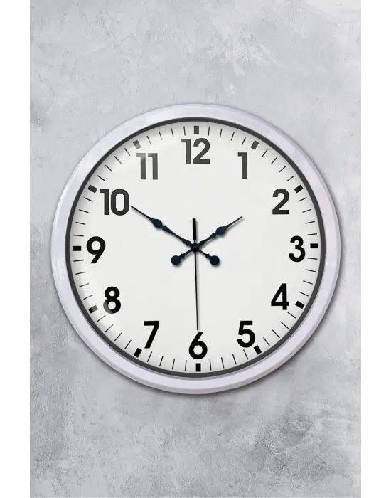 White Classic Modern 52 Cm Metal Duvar Saati