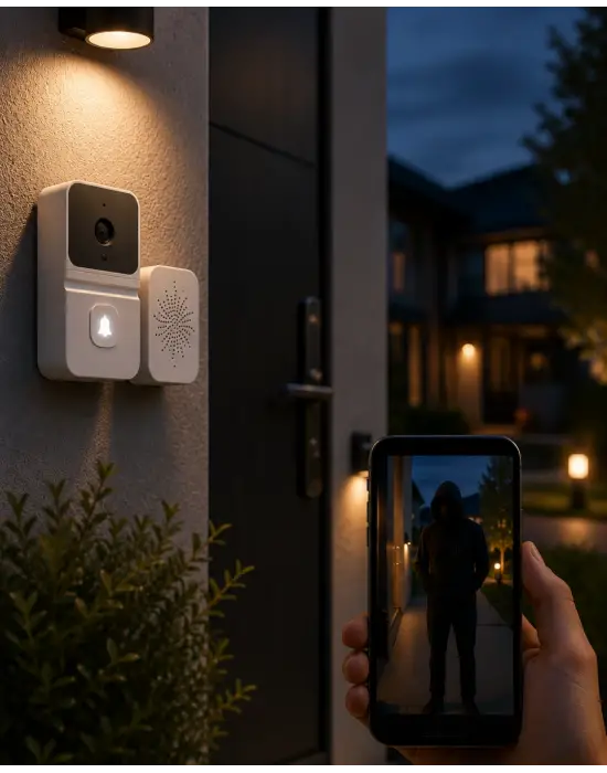 Wifi Akıllı Kapı Zili Gece Görüşlü Kameralı Kablosuz Güvenlik Sistemi
