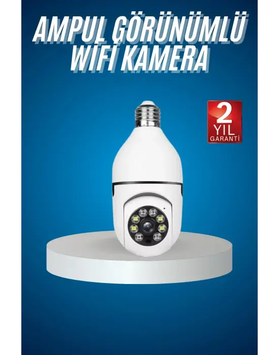Wifi Güvenlik Kamerası Çift Kameralı Ampule Takılabilir Sensörlü