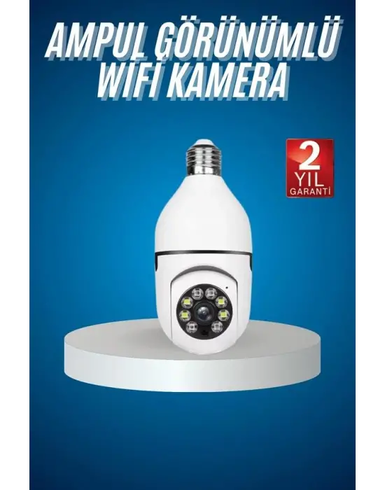 Wifi Güvenlik Kamerası Çift Kameralı Ampule Takılabilir Sensörlü