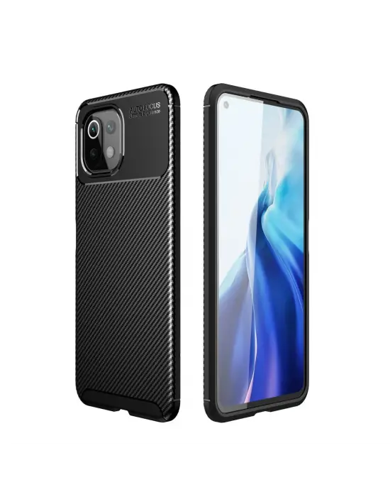 Xiaomi Mi 11 Lite Kılıf Auto Focus Karbon Kapak - Siyah