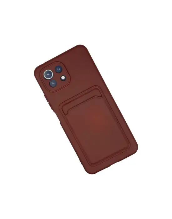 Xiaomi Mi 11 Lite Kılıf Kelvin Kartvizitli Silikon - Bordo