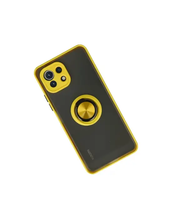 Xiaomi Mi 11 Lite Kılıf Montreal Yüzüklü Silikon Kapak - Sarı