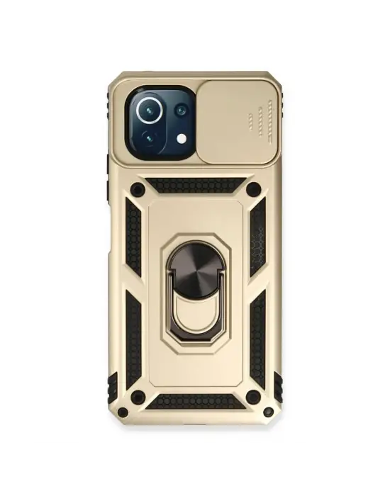 Xiaomi Mi 11 Lite Kılıf Pars Lens Yüzüklü Silikon - Gold