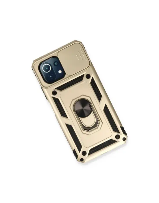 Xiaomi Mi 11 Lite Kılıf Pars Lens Yüzüklü Silikon - Gold