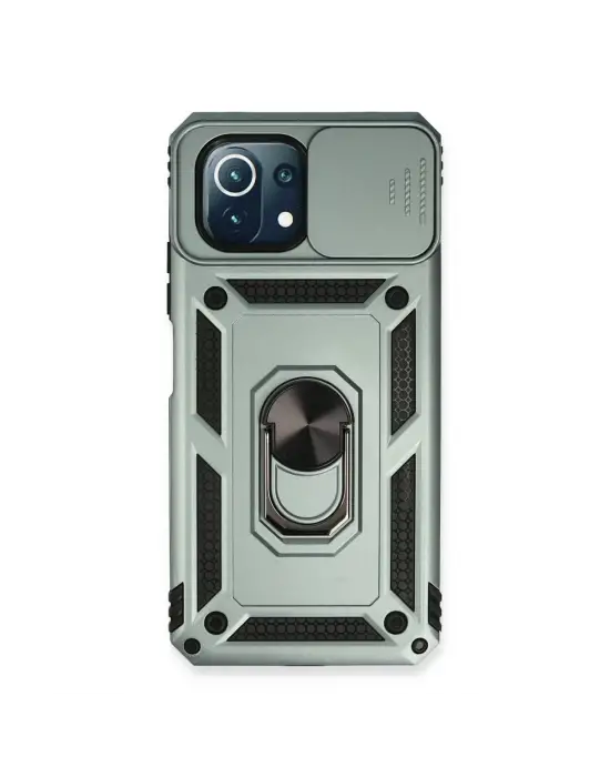 Xiaomi Mi 11 Lite Kılıf Pars Lens Yüzüklü Silikon - Yeşil