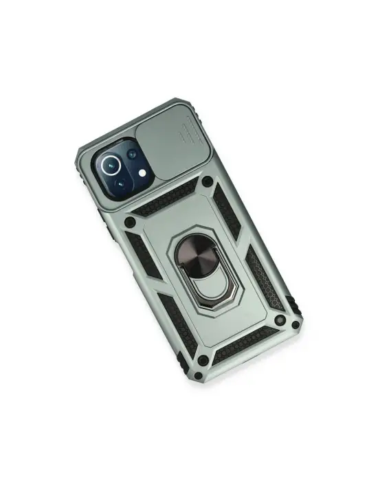 Xiaomi Mi 11 Lite Kılıf Pars Lens Yüzüklü Silikon - Yeşil