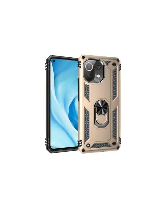 Xiaomi Mi 11 Lite Kılıf Sofya Yüzüklü Silikon Kapak - Gold