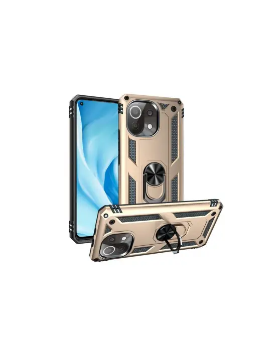 Xiaomi Mi 11 Lite Kılıf Sofya Yüzüklü Silikon Kapak - Gold