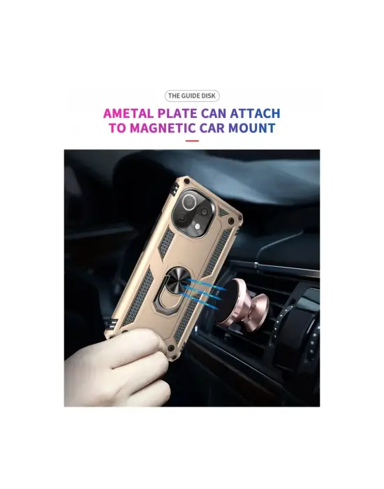 Xiaomi Mi 11 Lite Kılıf Sofya Yüzüklü Silikon Kapak - Gold