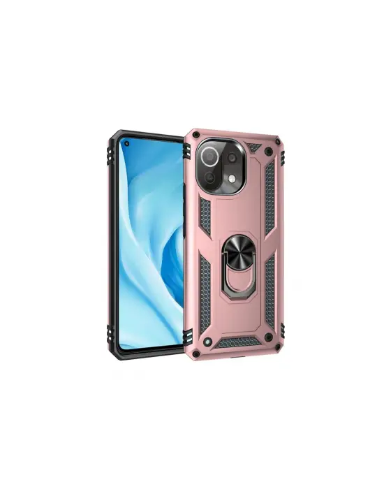Xiaomi Mi 11 Lite Kılıf Sofya Yüzüklü Silikon Kapak - Rose