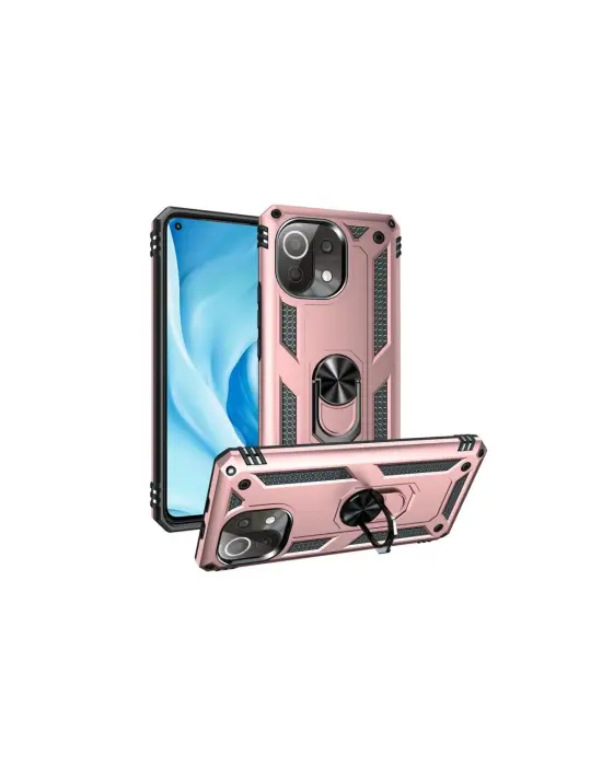 Xiaomi Mi 11 Lite Kılıf Sofya Yüzüklü Silikon Kapak - Rose